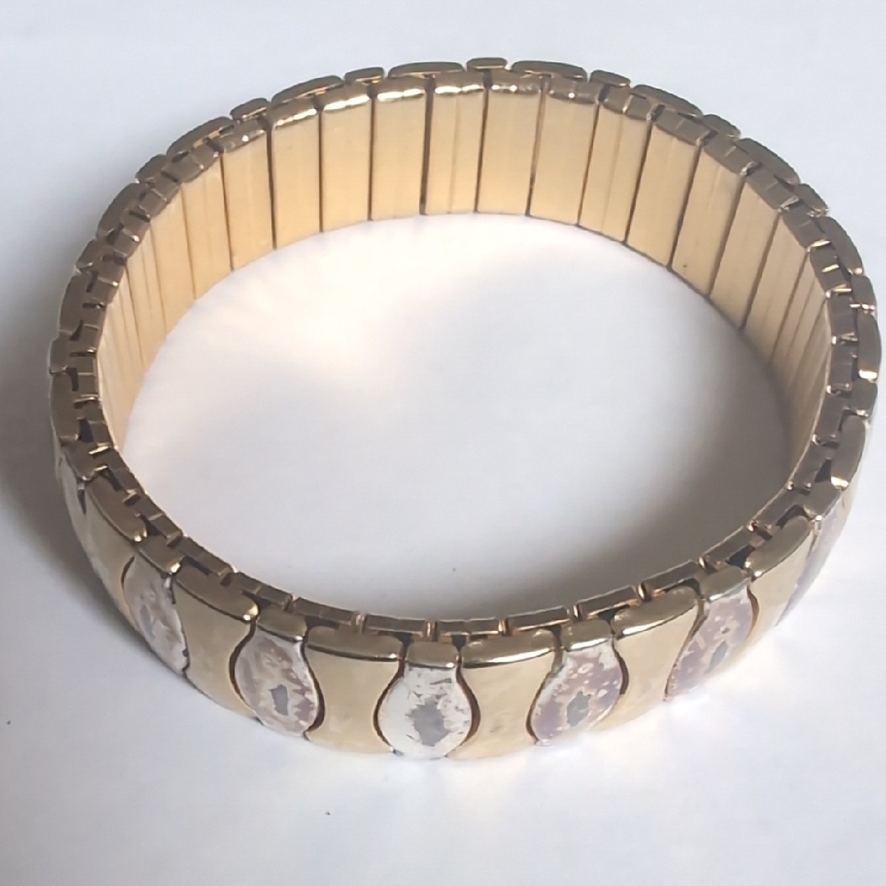 Gold and Silver Stretchable Vintage-Inspired Bracelet